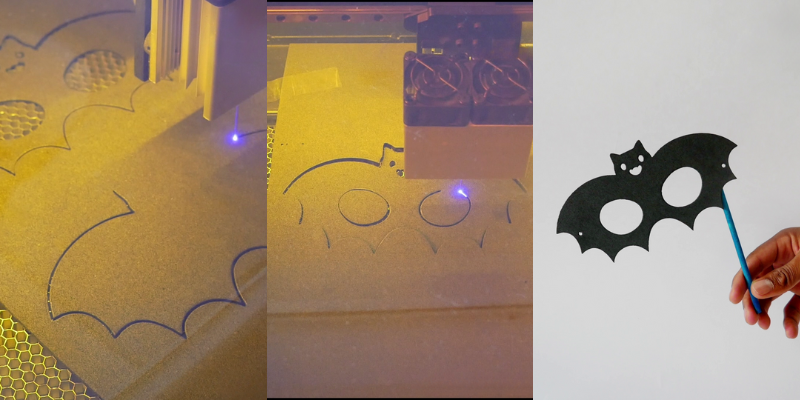 Details of the Batman mask production and its laser cutting process with OKU Desk